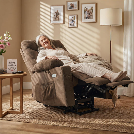 MCombo Power Lift Recliner with Extended Footrest – Brown Edition