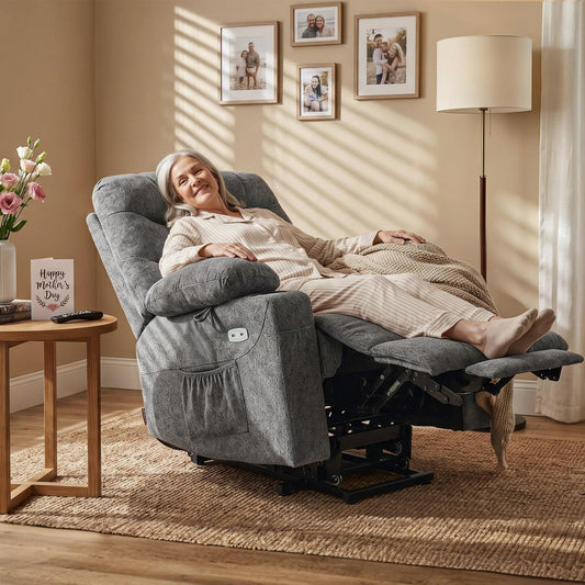 MCombo Power Lift Recliner with Extended Footrest – Dark Gray Edition