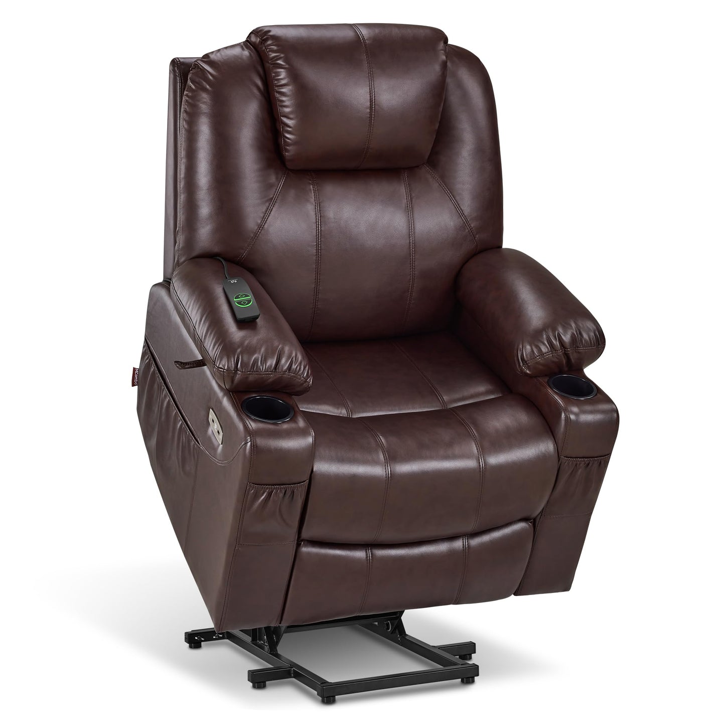 MCombo Electric Power Lift Recliner Chair with Massage, Heat & USB Ports – Dark Brown