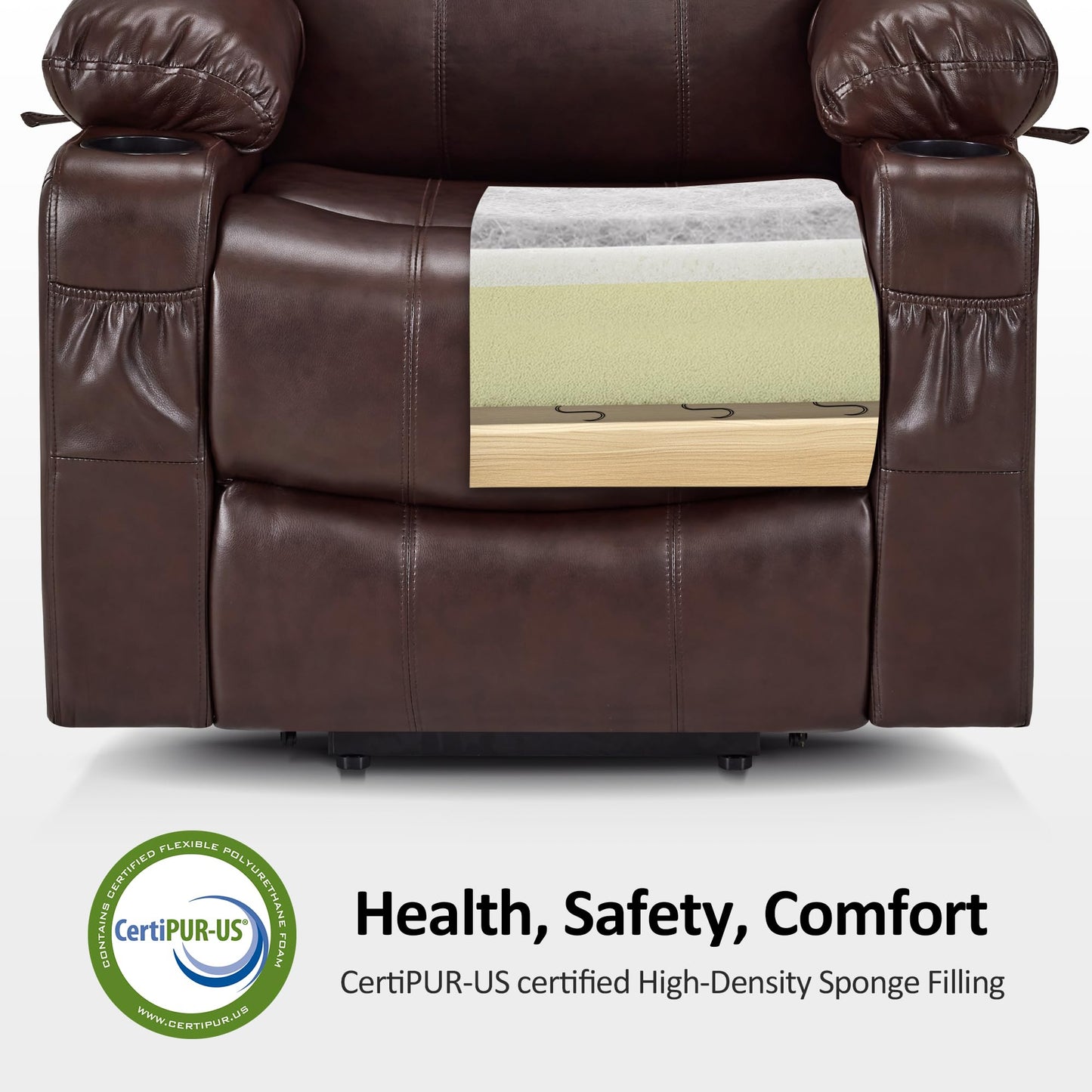 MCombo Electric Power Lift Recliner Chair with Massage, Heat & USB Ports – Dark Brown