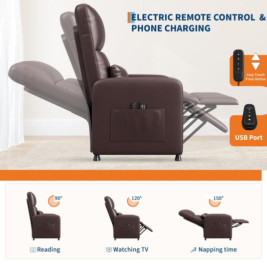 GarveeHome Ergonomic Power Recliner Chair with Heat & Massage Features
