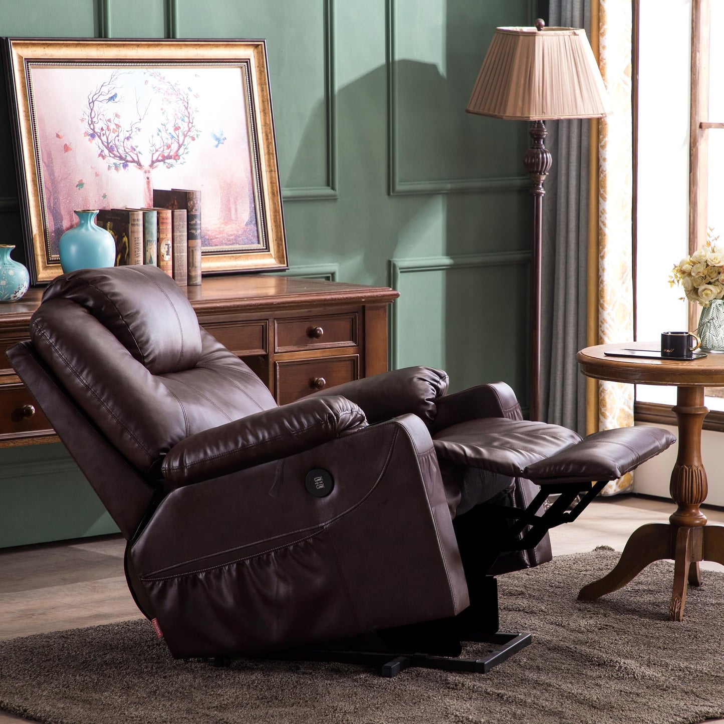 MCombo Electric Power Lift Recliner Chair with Massage, Heat & USB Ports – Dark Brown