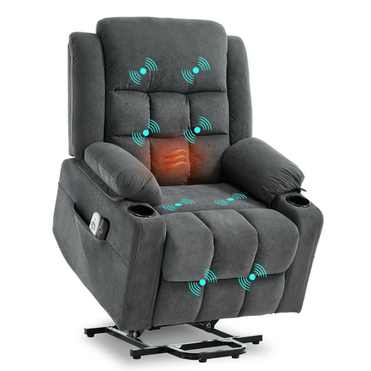 Ketaiyou Infinite Position Power Lift Recliner with Heat, Massage & USB-C