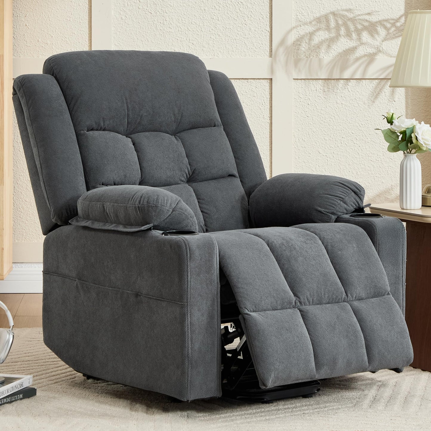 Ketaiyou Infinite Position Power Lift Recliner with Heat, Massage & USB-C