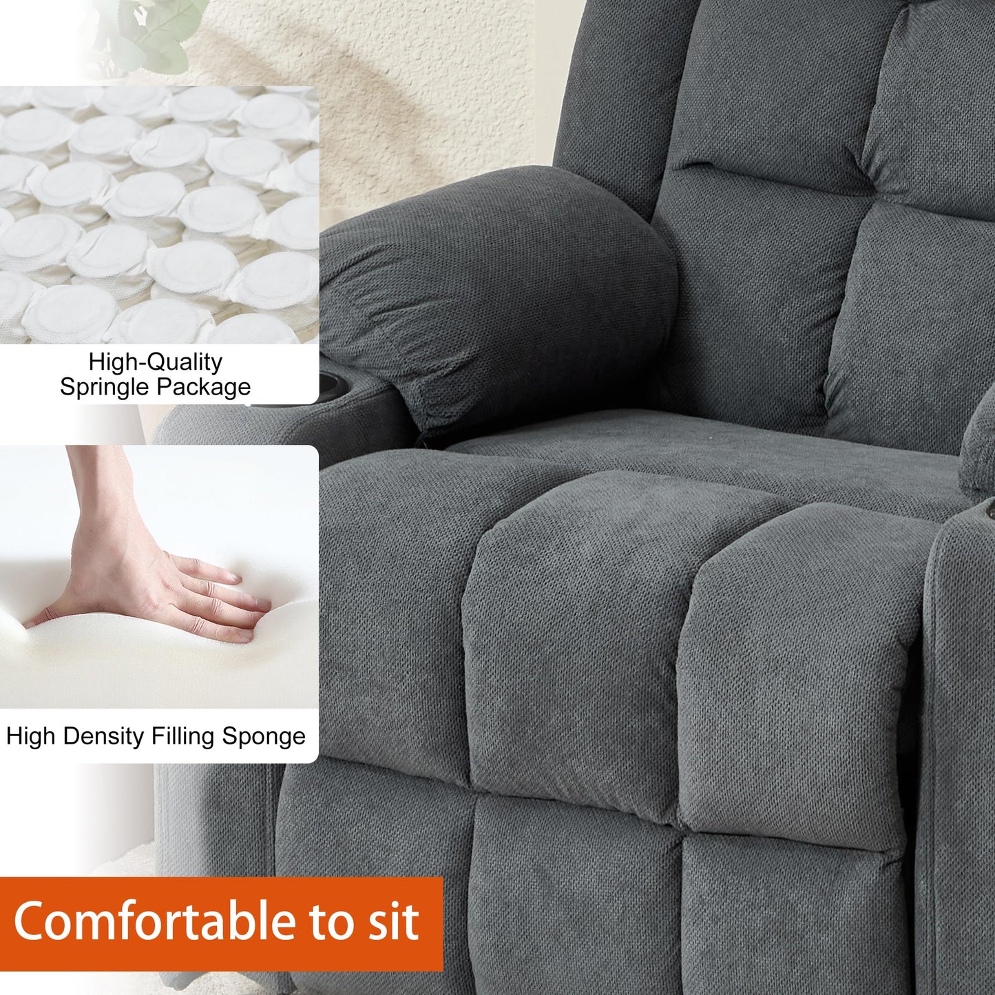 Ketaiyou Infinite Position Power Lift Recliner with Heat, Massage & USB-C